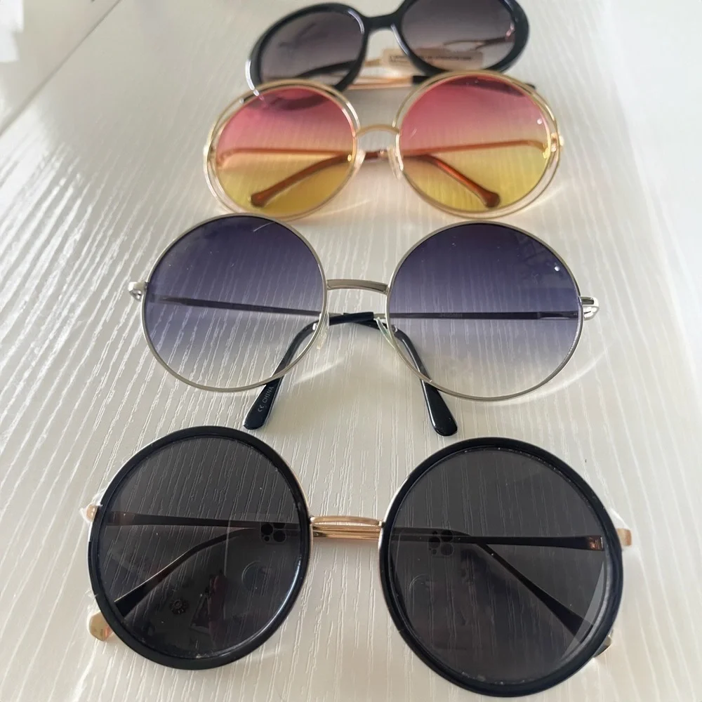 Vintage 60s 70s Round Sunglasses Set Oversized Mod Festival  display picture 3